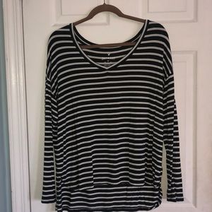 grey and white striped shirt